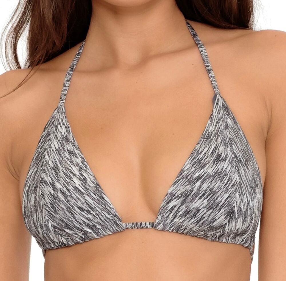 Becca Gray Shimmer Triangle Bikini Swim Top S NWT